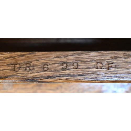 63 - A pair of square oak lamp tables in the Old Charm manner, 45 cm x 45 cm x 46 cm h (2)