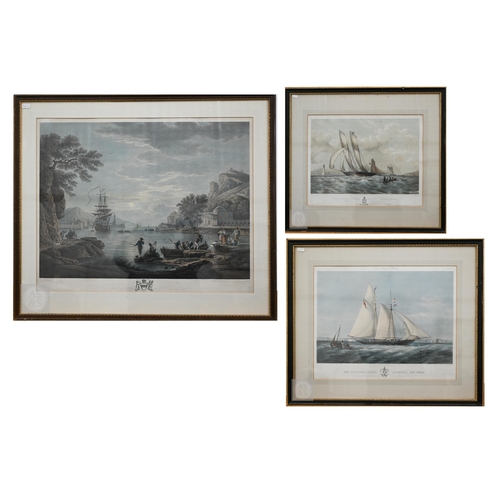 324 - A pair of Ackermann schooner engravings of 'Anaconda' and 'Czarina', 1845, 35 x 46 cm to/w a Boydell...
