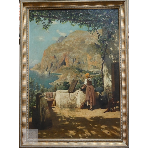 459 - Horace van Ruith (1839-1923) - View of Capri, with figure beside a well, oil on canvas, signed lower...