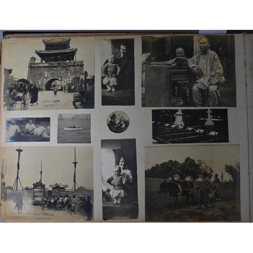 715 - An early 20th century Anglo-Chinese Shanghai photograph album, images within record the  Chang-Hai /... 