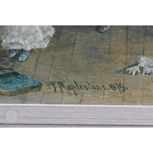 418 - F Maplestone (fl 1868-88) - 'A difference of taste', watercolour, signed and dated 1879, 25 x 32 cm,... 