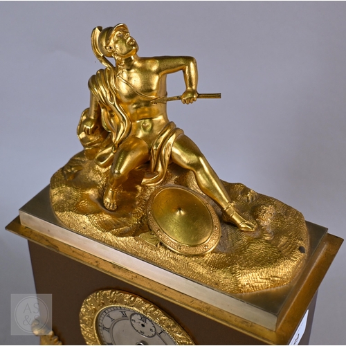 60 - Robert, Paris, a 19th century gilt mounted bronzed mantel clock, the 8-day single train movement wit... 