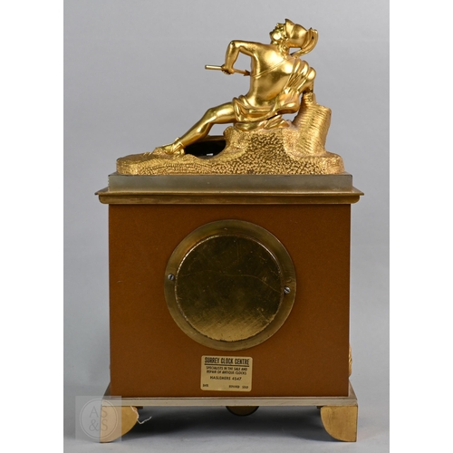 60 - Robert, Paris, a 19th century gilt mounted bronzed mantel clock, the 8-day single train movement wit... 