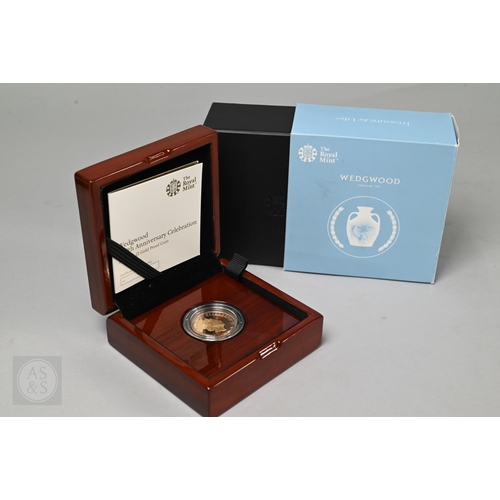 A 2019 Royal Mint 'The 260th Anniversary of Wedgwood', 22ct gold double sovereign limited edition no. 71 of 350, with inner and outer boxes and paperwork