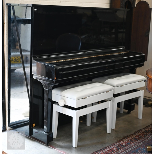 A modern Yamaha model U3 upright piano, gloss back, frame number 1013946 (Japan, 1970), good working order, note minor transit damage to front left leading edge and rear base