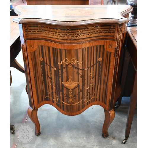 A reproduction kingwood and calamander French cabinet in the Louis XV style with Neo-Classical inlays, 84 x 48 x 92 cm high - no key