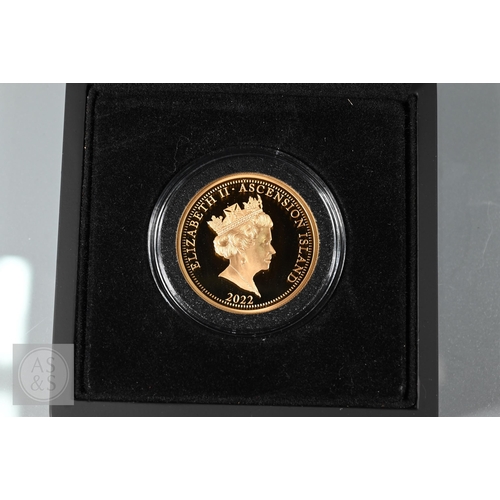 249 - A Queen Elizabeth II Memorial gold double sovereign, 2022, 32mm, 16g, Ascension Island, edition of 9... 
