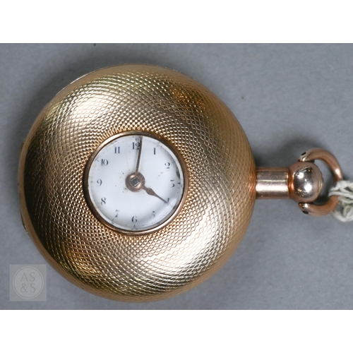 259 - Roskell, Liverpool, an antique 18ct gold cased chain fusee key wind pocket watch, with white enamell... 