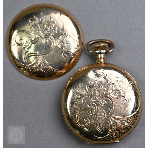 260 - A ladies Waltham 14k gold fob watch, 32 mm, all-in 28g, a/f, dial cracked, movement fully wound ... 