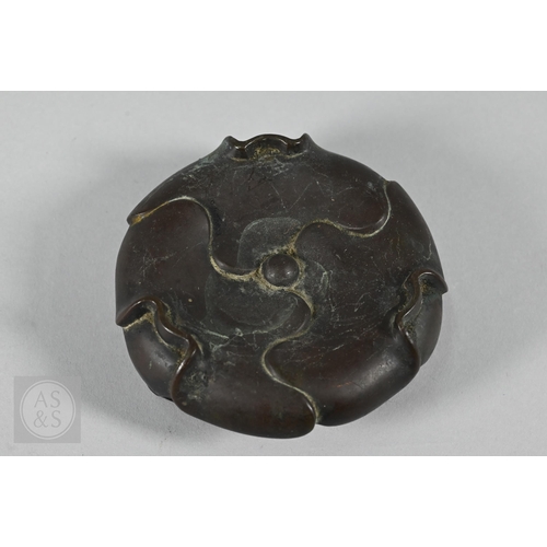 310 - A 17th/18th century Chinese bronze censer (incense burner) and original stand, the censer with compr... 