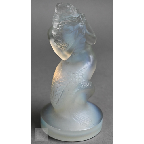 355 - A Rene Lalique 'Sirene' opalescent glass car mascot, moulded mark, 13cm high.