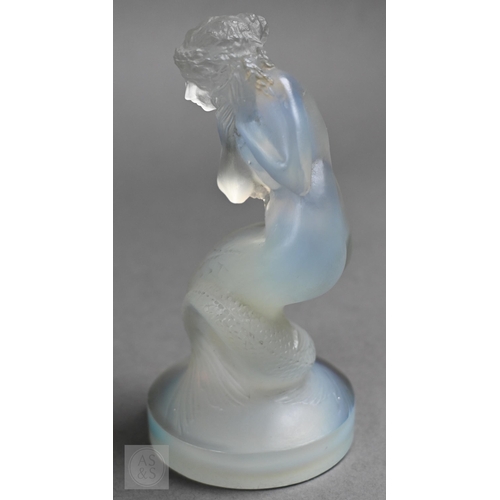 355 - A Rene Lalique 'Sirene' opalescent glass car mascot, moulded mark, 13cm high.