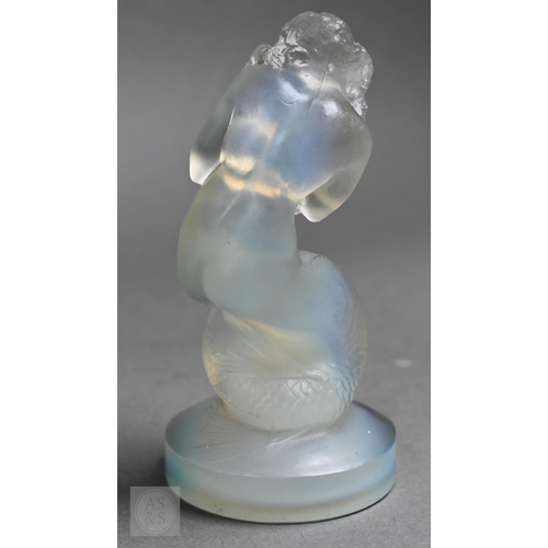 355 - A Rene Lalique 'Sirene' opalescent glass car mascot, moulded mark, 13cm high.