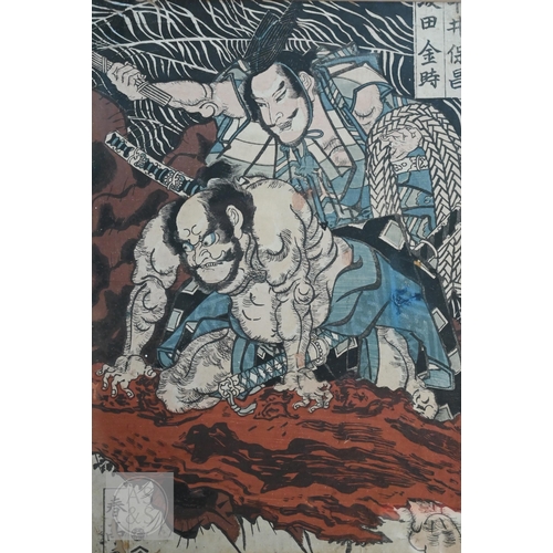 340 - Utagawa Kunisada (aka Toyokuni III) two 19th century Japanese ukiyo-e woodblock prints depicting kab... 