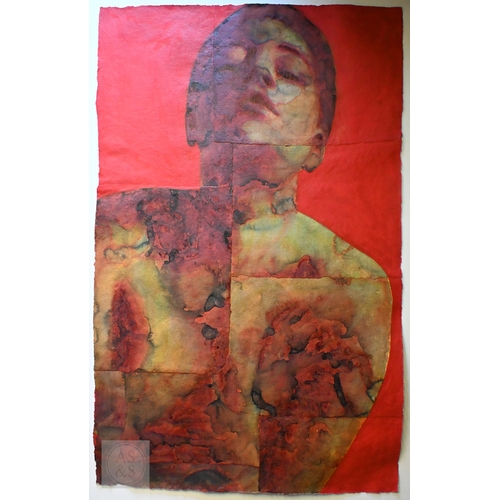 Graham Dean (b 1951) - 'Rise', watercolour on handmade Indian paper, 1999, 196 x 123 cm 