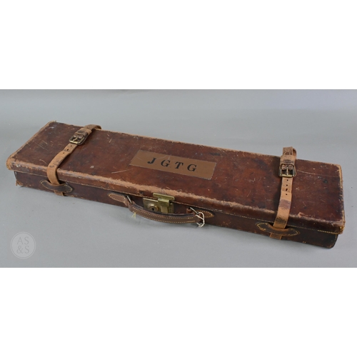 A vintage 12 bore shotgun with sidelock action, by Stephen Grant & Sons (London), 77cm side-by-side barrels numbered '2' on the rib (and on stock), with ejectors, foliate-engraved lock and trigger guard, walnut stock and butt, 125cm overall, in original leather case (with label); lot also includes a fleece-lined leather gun-slip and cartridge-belt