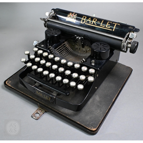 693 - A 19th Century Salter typewriter with tin cover, to/w a John Jardine (Nottingham) Bar-Let typewriter... 