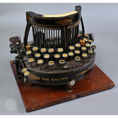 693 - A 19th Century Salter typewriter with tin cover, to/w a John Jardine (Nottingham) Bar-Let typewriter... 