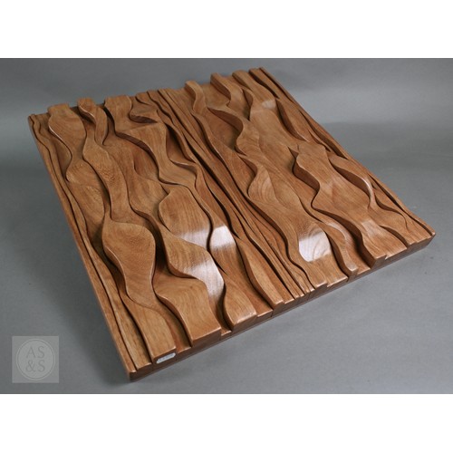 589 - Brian Wilshire (1930-2010), a bespoke abstract multi-component wall sculpture 'Waves', walnut, penci... 