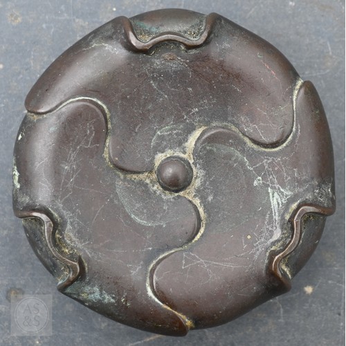 310 - A 17th/18th century Chinese bronze censer (incense burner) and original stand, the censer with compr... 