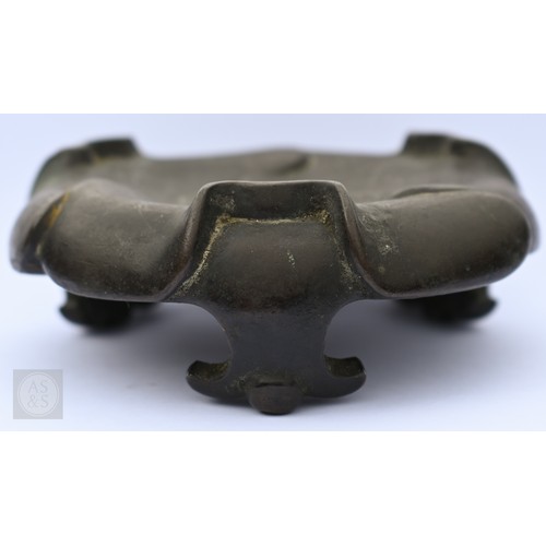 310 - A 17th/18th century Chinese bronze censer (incense burner) and original stand, the censer with compr... 