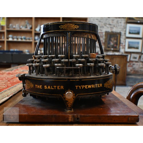 693 - A 19th Century Salter typewriter with tin cover, to/w a John Jardine (Nottingham) Bar-Let typewriter... 