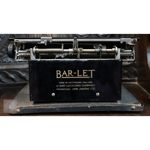 693 - A 19th Century Salter typewriter with tin cover, to/w a John Jardine (Nottingham) Bar-Let typewriter... 