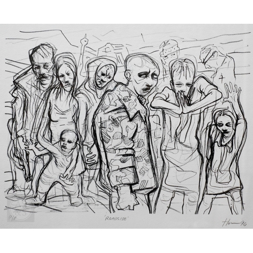319 - Peter Howson (b 1958) - 'Roadside', pp lithograph, pencil signed lower right, 1994, 51 x 63 cm, blin... 