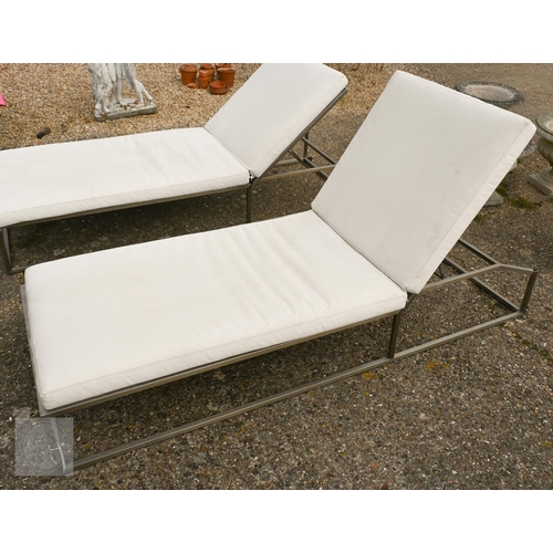 10 - A Gloster 'Cloud' range all-weather reclining sunbed, the stainless steel frame with zippable Leisur... 