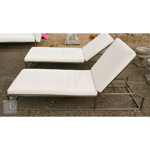 10 - A Gloster 'Cloud' range all-weather reclining sunbed, the stainless steel frame with zippable Leisur... 
