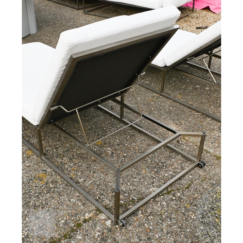 10 - A Gloster 'Cloud' range all-weather reclining sunbed, the stainless steel frame with zippable Leisur... 