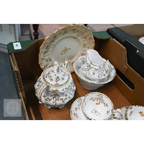 A Victorian Staffordshire china tea set with gilt decoration ...