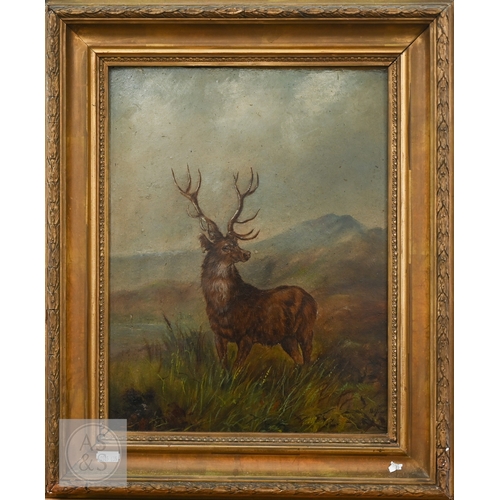 321 - Manner of Landseer - Monarch of the Glen, oil on board, 37 x 28 cm