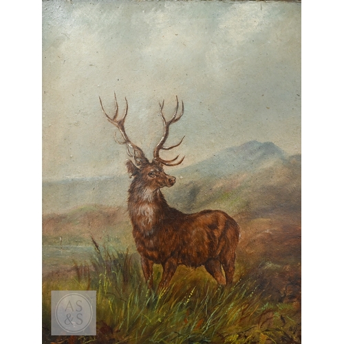 321 - Manner of Landseer - Monarch of the Glen, oil on board, 37 x 28 cm