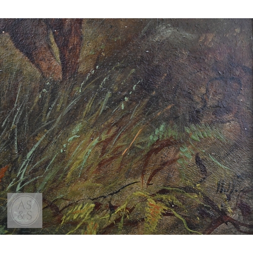 321 - Manner of Landseer - Monarch of the Glen, oil on board, 37 x 28 cm