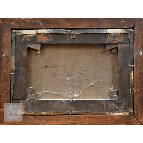 322 - 19th century English school - Sleeping cat, oil on canvas, 17 x 24 cm to/w A Walker - Chicken and ra... 