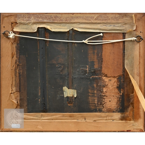 323 - Naive school - Playing draughts, oil on board, 21 x 28 cm; Men playing cards, oil on board, 25 x 32 ... 