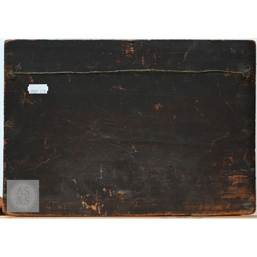 323 - Naive school - Playing draughts, oil on board, 21 x 28 cm; Men playing cards, oil on board, 25 x 32 ... 