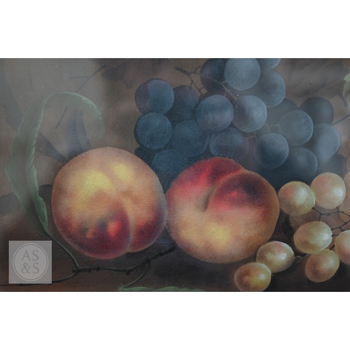 329 - E Steele - A pair of still life studies with fruit and flowers, oil on board, signed, 28 x 29 cm (2)