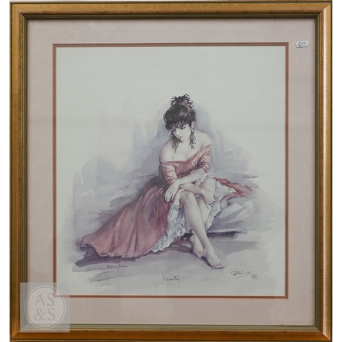 331 - Francis Boxall - A reclining female figure, watercolour, signed, 24.5 x 45 cm to/w a limited edition... 
