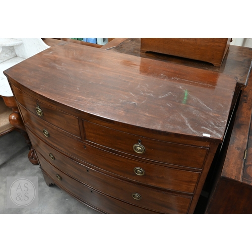 40 - A 19th century mahogany bowfront chest of two short over three long drawers