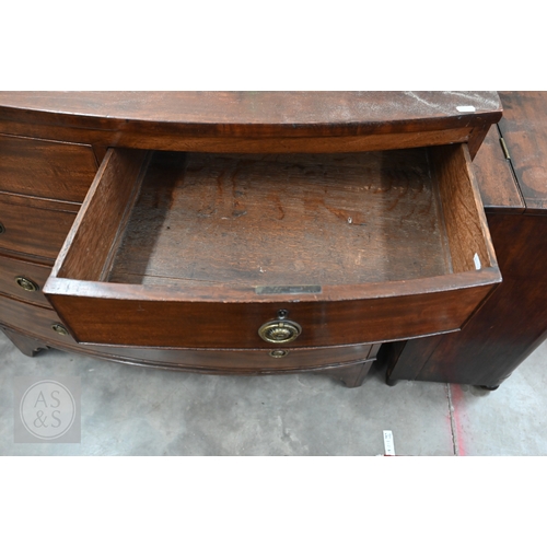 40 - A 19th century mahogany bowfront chest of two short over three long drawers