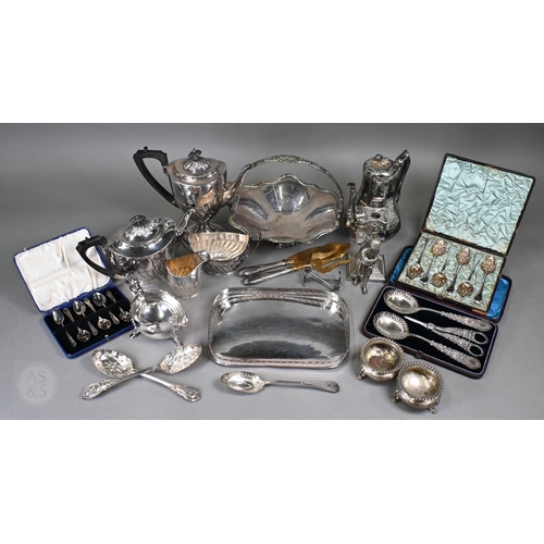 10 - A Victorian Elkington & Co electroplated four-piece tea/coffee service, to/w various other vinta... 
