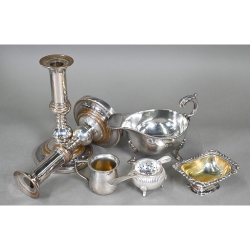 11 - A set of epns King's pattern flatware, to/w various other electroplated wares including large dairy ... 