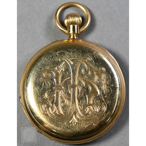 188 - Lister & Sons, Newcastle On Tyne, an 18ct gold full hunter keyless fob watch, the white enamelle... 