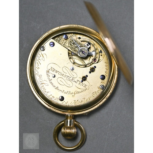 188 - Lister & Sons, Newcastle On Tyne, an 18ct gold full hunter keyless fob watch, the white enamelle... 