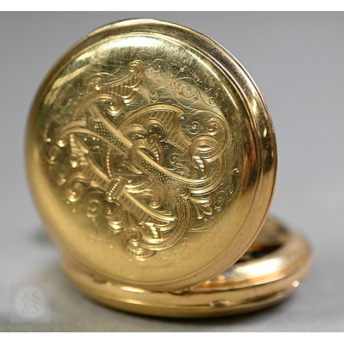 188 - Lister & Sons, Newcastle On Tyne, an 18ct gold full hunter keyless fob watch, the white enamelle... 