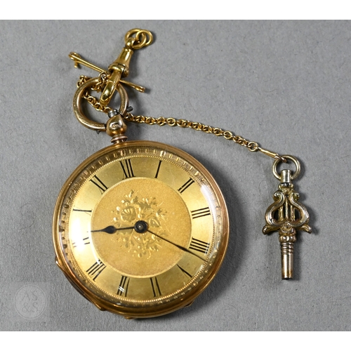 189 - Harris, Spalding, an 18ct gold ladies fob watch, the key wind movement with gilded Roman numeral dia... 