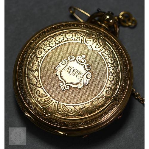 189 - Harris, Spalding, an 18ct gold ladies fob watch, the key wind movement with gilded Roman numeral dia... 