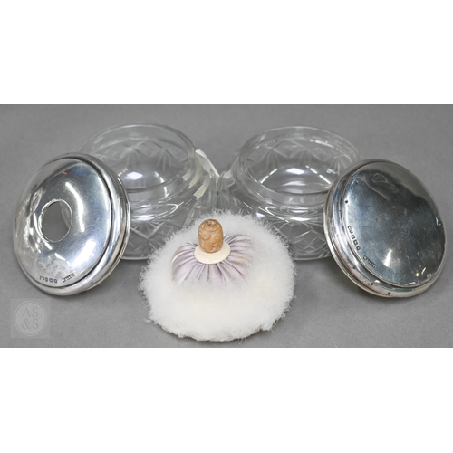 19 - A selection of late Victorian and later cut-glass scent bottles with silver mounts, to/w a ring-box,... 